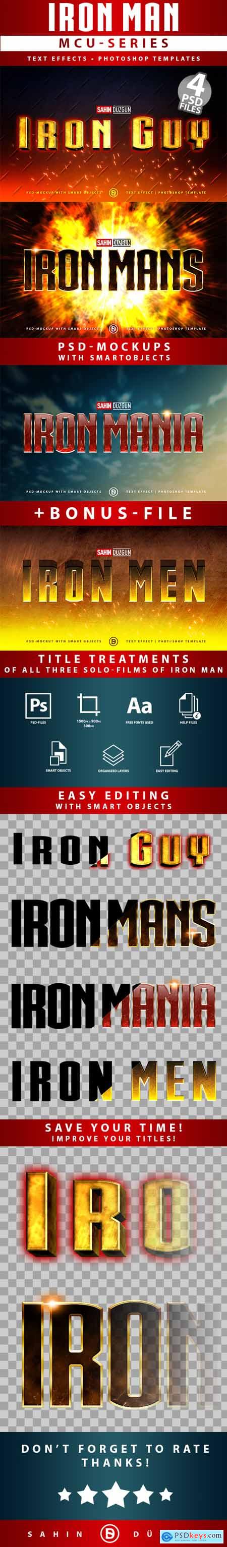 IRON MAN - MCU-Film Series - Text-Effects-Mockups - Template-Package 26615003