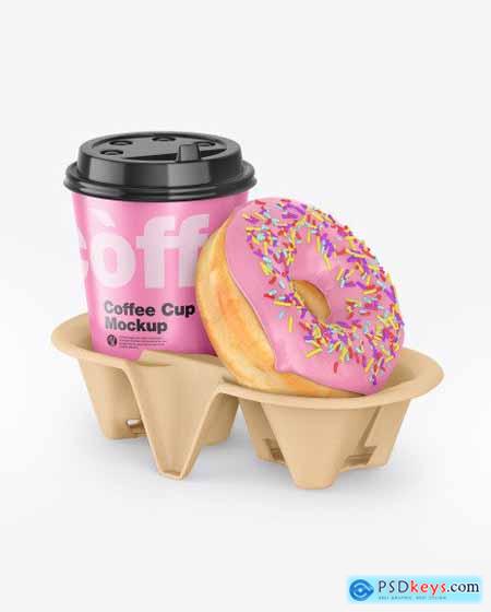 Download Coffee Cup With Donut In Holder Mockup 65250 Free Download Photoshop Vector Stock Image Via Torrent Zippyshare From Psdkeys Com