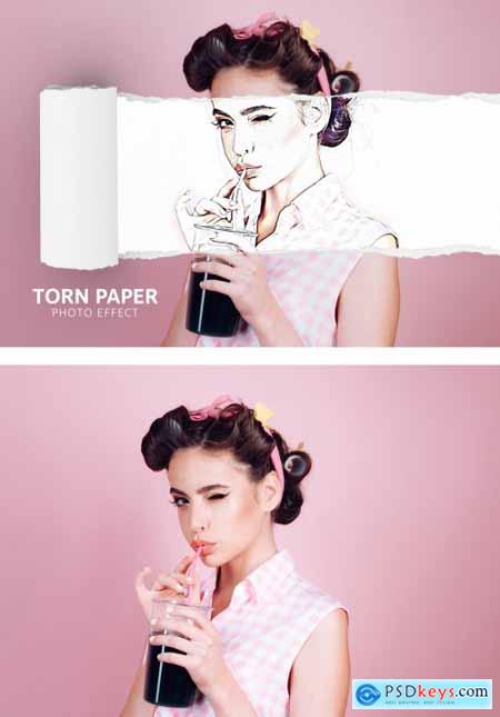 Comic Photo Effect with Torn Paper Mockup 371481516