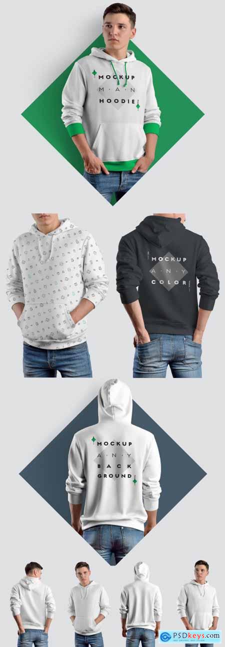 Hoodie with Rolled Up Sleeve Mockup 292231104