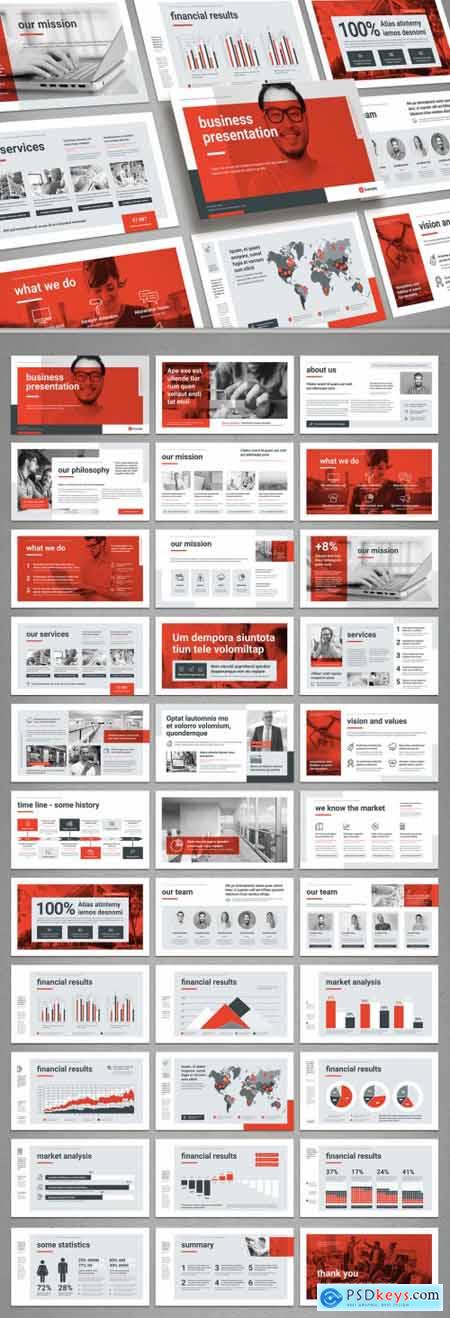Business Presentation Layout in Gray and Red 372032381