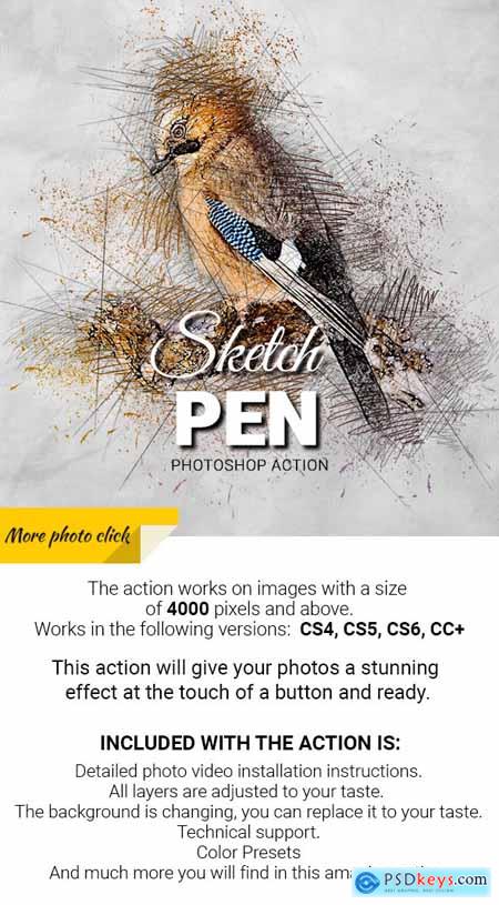 Pen Sketch Photoshop Action 26641246
