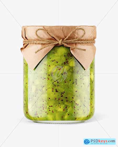 Glass Kiwi Jam Jar with Paper Cap Mockup 65748