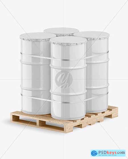 4 Barrels & Wooden Pallet Mockup 65691