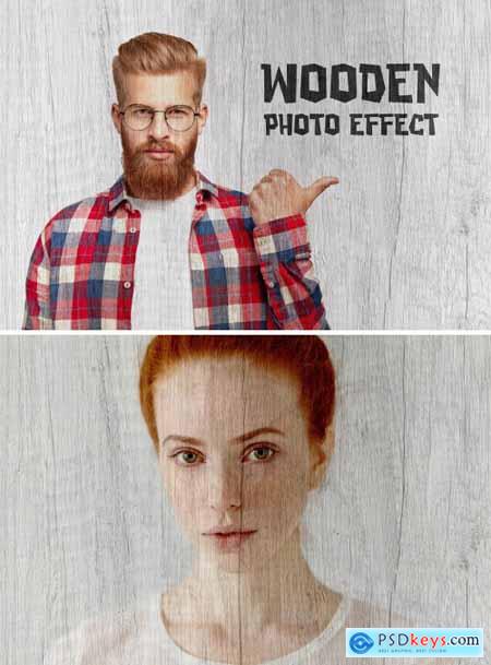 Print on Wood Photo Effect Mockup 372759046