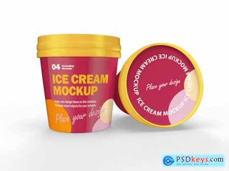 3d packaging design mockup of ice cream cup