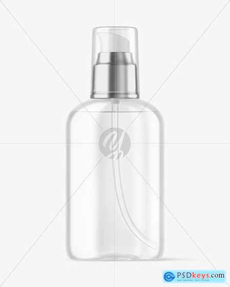 Clear Cosmetic Bottle with Pump Mockup 66136