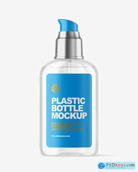 Clear Cosmetic Bottle with Pump Mockup 66136