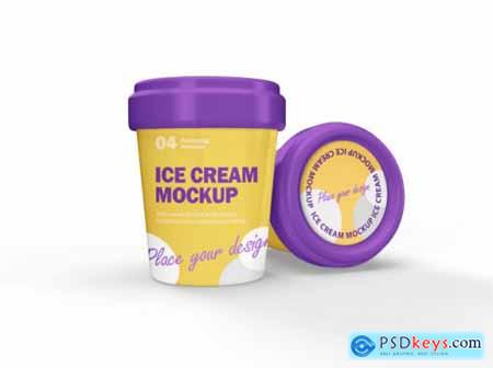 3d packaging design mockup of ice cream cup