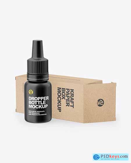 Matte Dropper Bootle with Kraft Paper Box Mockup 65545