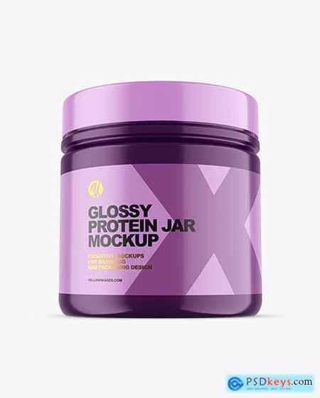 Glossy Protein Jar w- Shrink Sleeve Mockup 65850