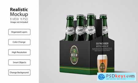 Realistic packaging of six pack beer mockup