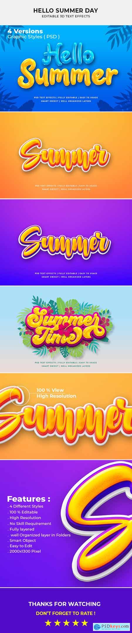 Hello Summer Day 3d Text Style Effect 27668919