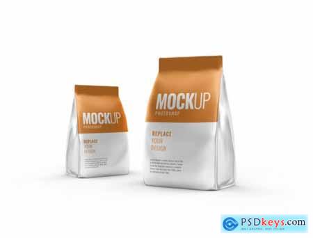 Coffee pouch bag mockup realistic