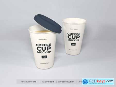 Realistic paper coffee cup mockup 12 PSD