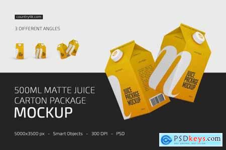 500ml Matte Juice Carton Package Mockup Set 5313112