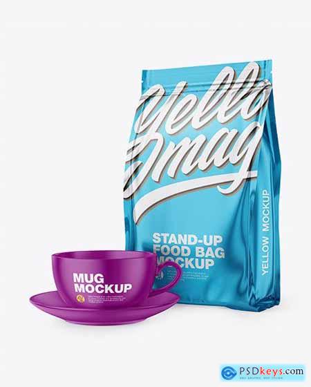 Download Metallic Stand Up Bag With Matte Coffee Mug Mockup 65859 Free Download Photoshop Vector Stock Image Via Torrent Zippyshare From Psdkeys Com
