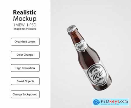 Realistic beer bottle packaging mockup
