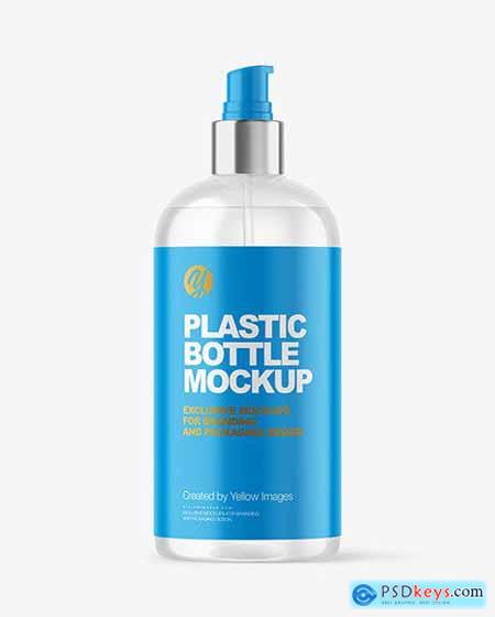 Clear Cosmetic Bottle with Pump Mockup 65808