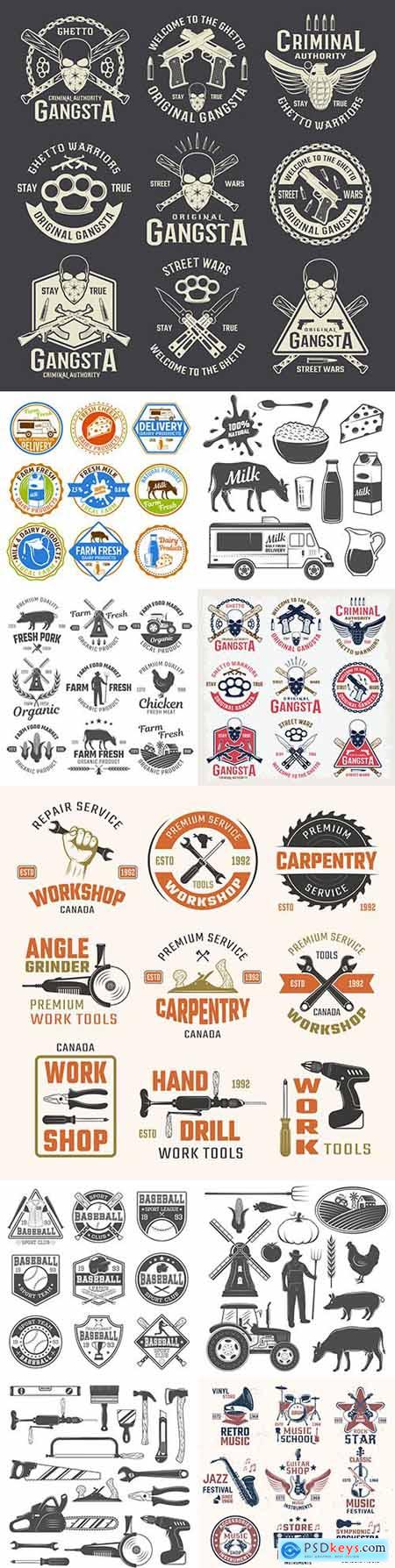 Vintage antique emblems and logos with text design 4