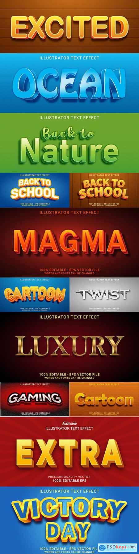 Editable font effect text collection illustration design 174