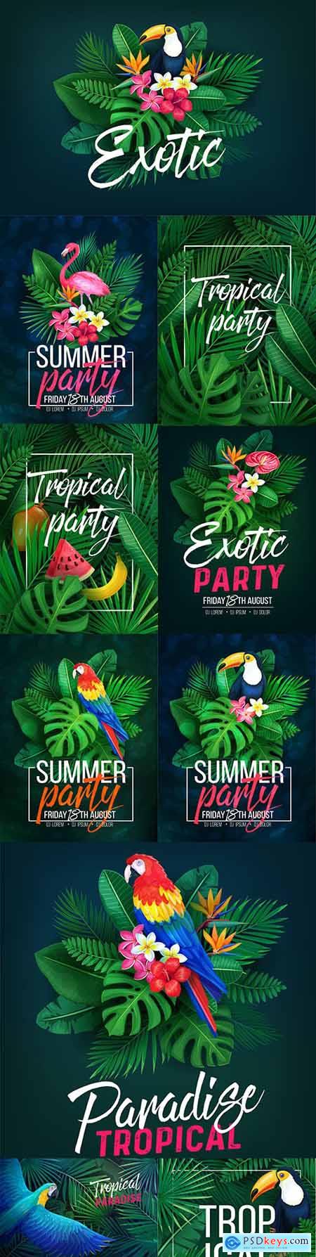 Summer tropical party bright design illustration