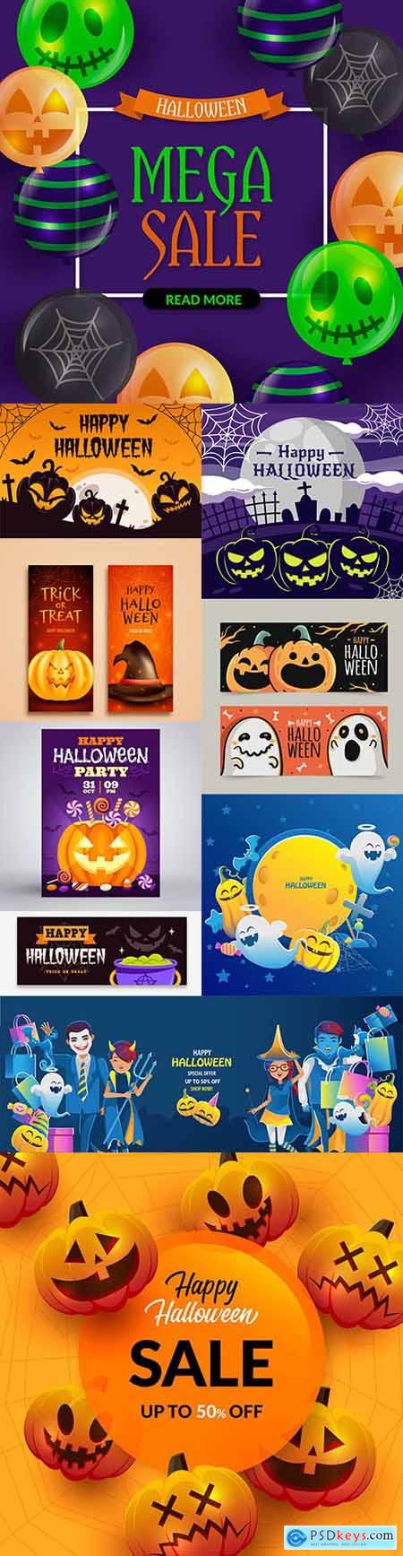Happy Halloween holiday banner illustration collection 6