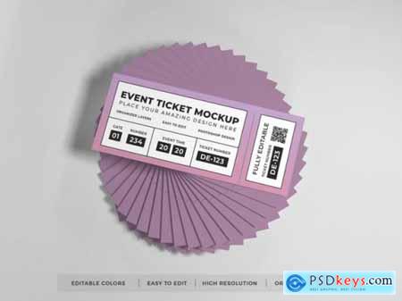 Close up on realistic event ticket mockup 16 PSD