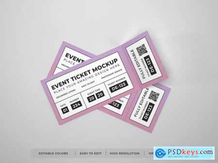 Close up on realistic event ticket mockup 16 PSD