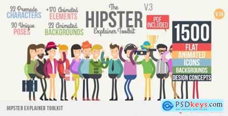 Hipster Explainer Toolkit & Flat Animated Icons Library V3 10981763