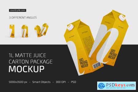 1L Juice Carton Package Mockup Set 5308699