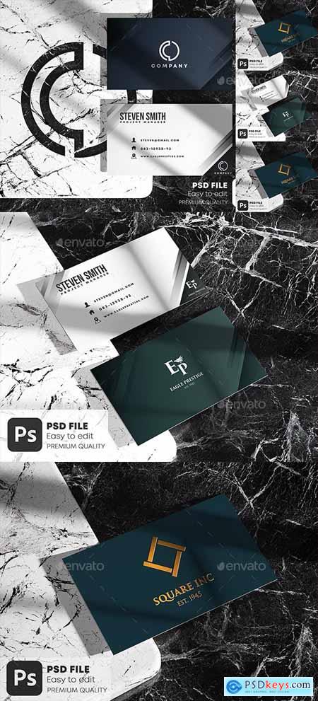 Business Card on Marble Stone Mockup Set 28404056