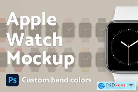 Apple Watch with custom colors of band PSD Mockup