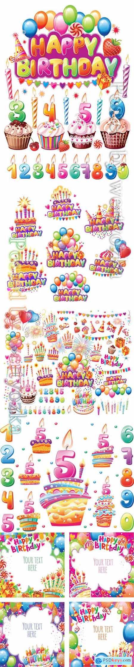 Birthday party set vector elements