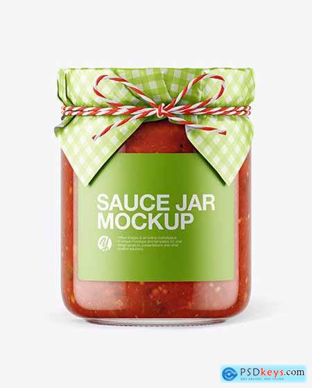 Glass Bolognese Sauce Jar with Paper Cap Mockup 65793