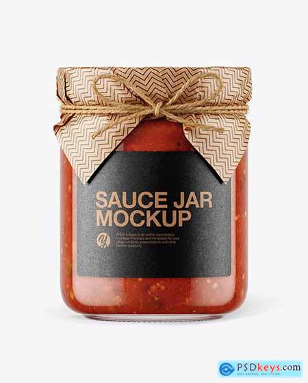 Glass Bolognese Sauce Jar with Paper Cap Mockup 65793