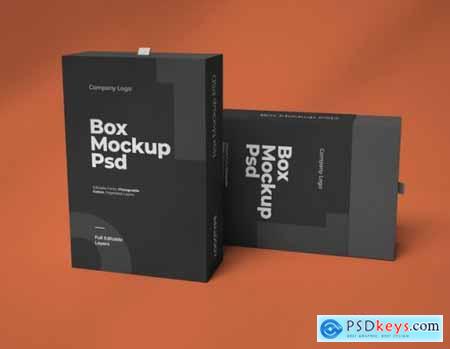 Mockups of two square slide boxes