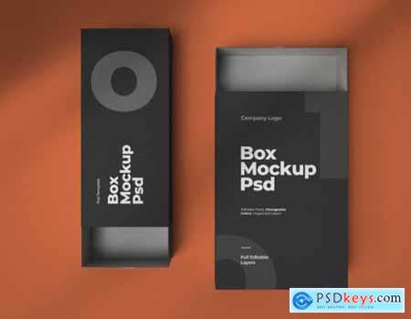 Mockups of two square slide boxes