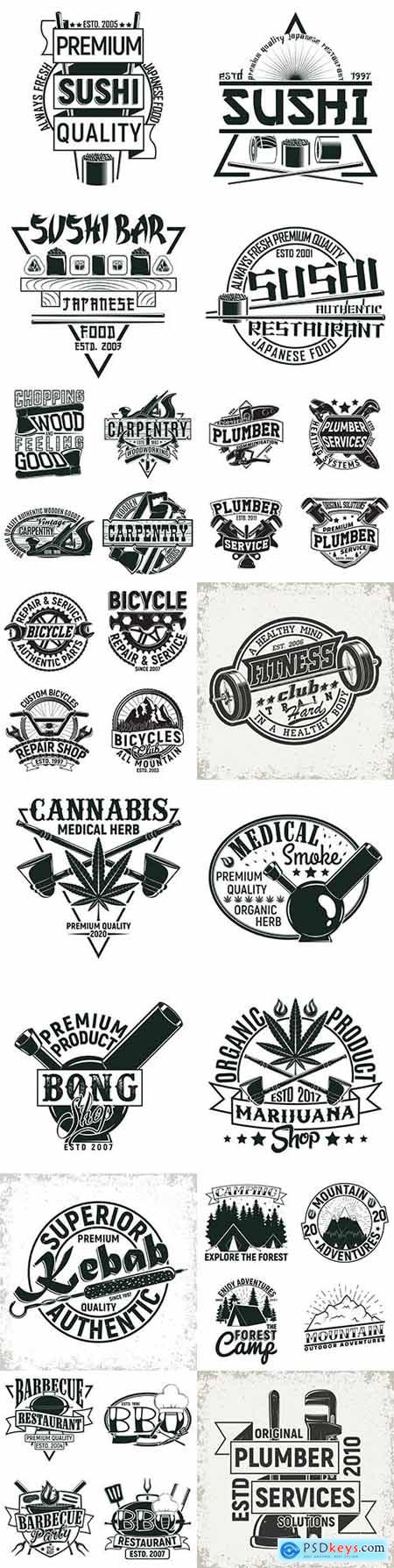 Vintage emblems and logos with text design black design