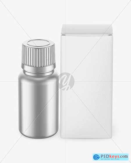 Metallic Pills Bottle W- Paper Box Mockup 66690