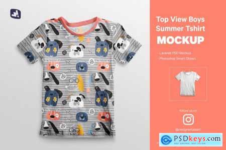 Top view Boy’s Summer Tshirt Mockup 4737638