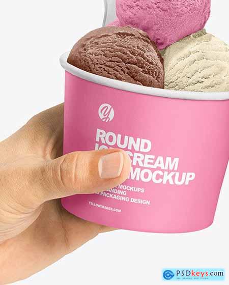 Paper Ice Cream Cups in Hands Mockup 66141
