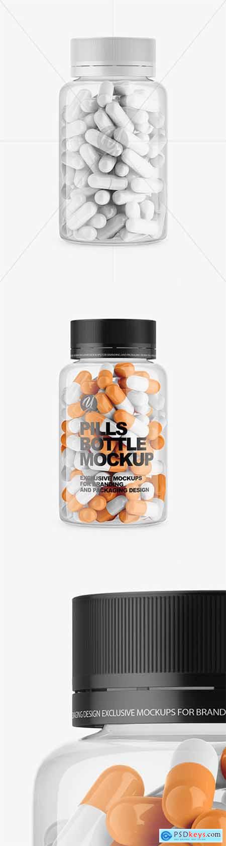 Clear Plasti Bottle With Pills Mockup 60105