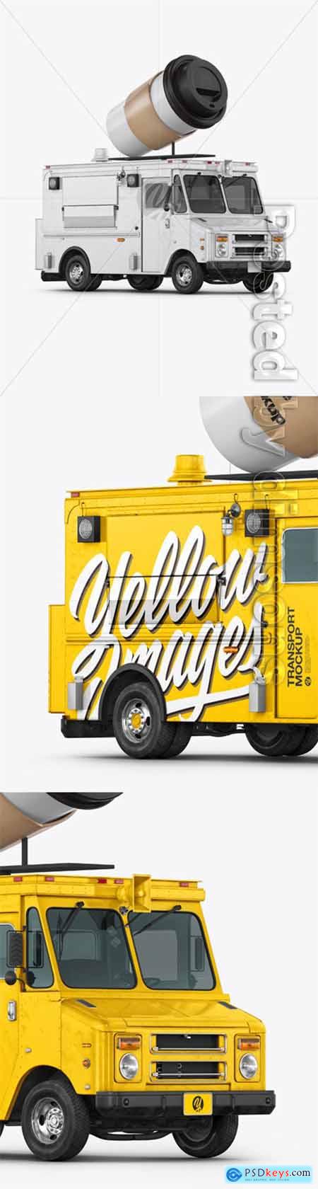 Foodtruck with Coffee Cup Mockup - Half Side View 36189