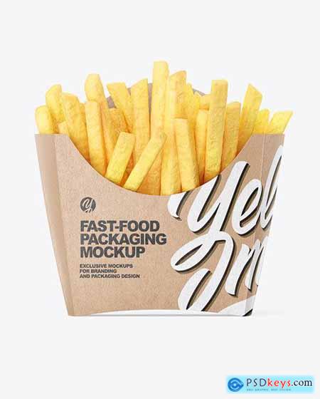 Download Kraft Paper Small Size French Fries Packaging mockup 66704 ...