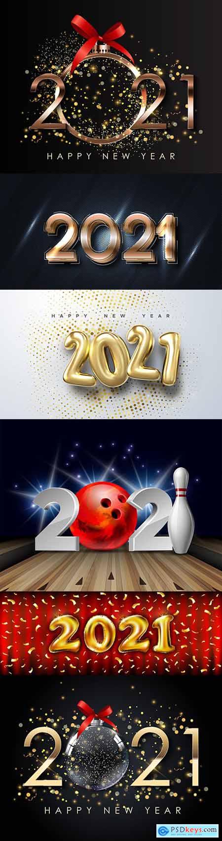 2021 New Years illustrations Festive design inscription
