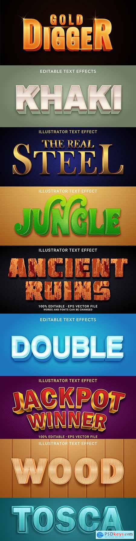 Editable font effect text collection illustration design 199