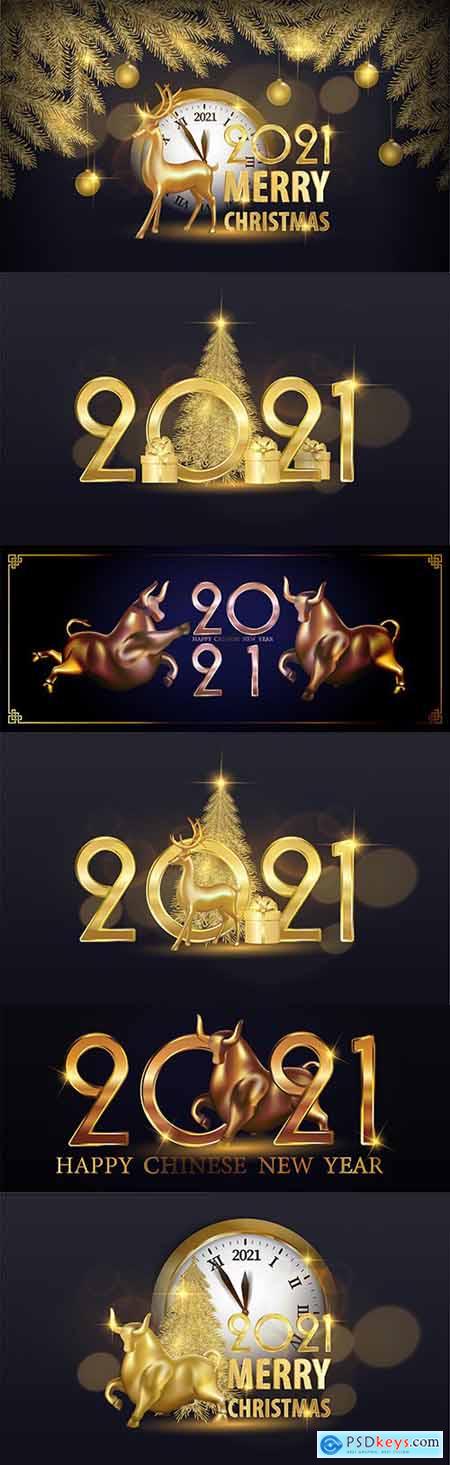 Festive design inscription 2021 New Years illustrations