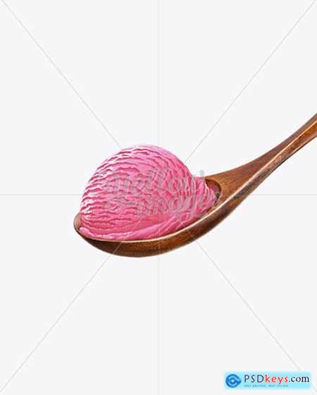 Wooden Spoon With Strawberry Ice Cream 10175
