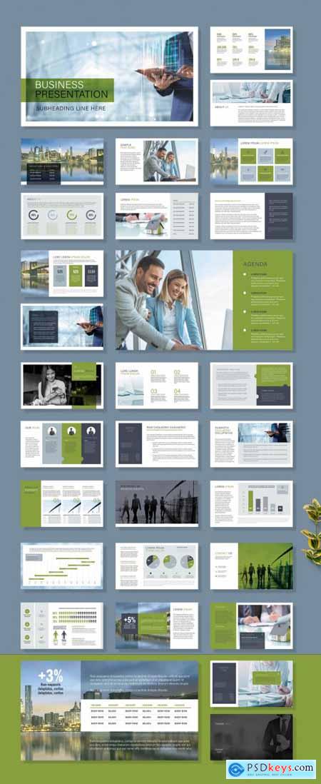Business Presentation Layout with Gold Accents 375666080